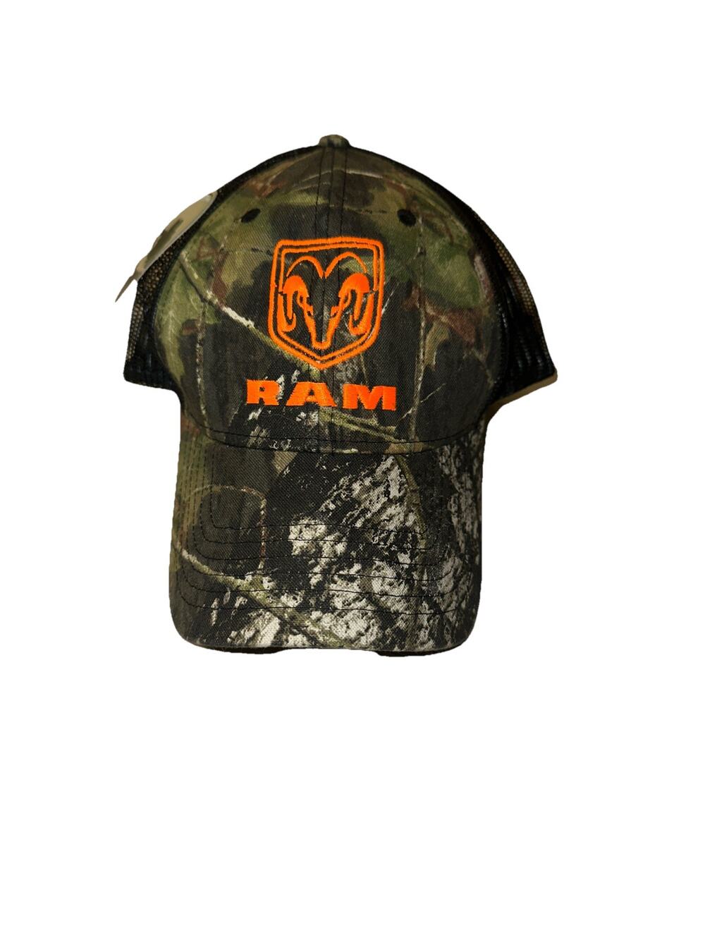 Ram Trucks Mossy Oak Hunting Camouflage Hat Cap Mesh Back Orange Embroidery NWT